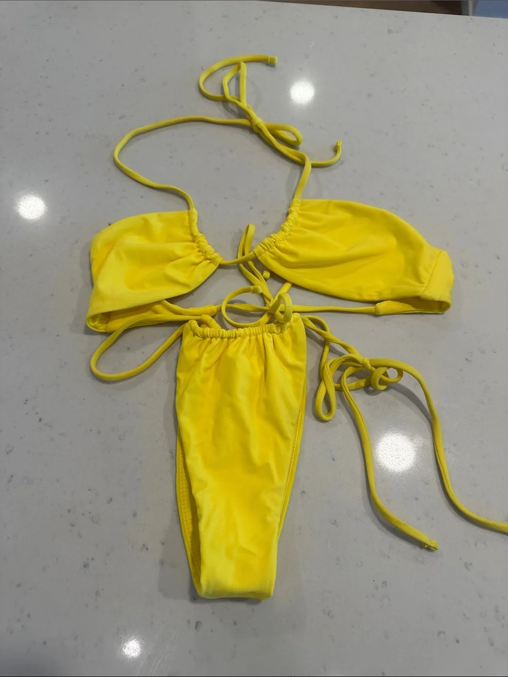 Lovers and Friends Yellow Thong Bikini Tie Waist XS Trendy - Picture 3 of 3